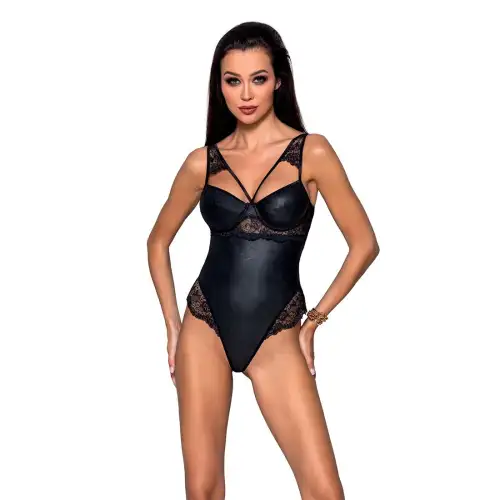 Боди из эко-кожи и кружева Loona Body black S/M - Passion photo 1