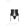 Пояс-корсет из экокожи Celine Set black L/XL — Passion: шнуровка, съемные пажи для чулок, стринги photo 7