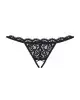 Кружевные танга с двумя отверстиями Obsessive 831-THC-1 crotchless thong S/M, черные, бантики photo 3