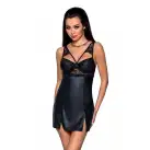 Бэби-долл из эко-кожи и кружева Loona Chemise black S/M - Passion photo 1