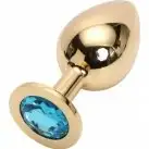 Анальная пробка SWAROVSKI BLUE, золотистая photo 2