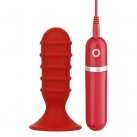 Анальная пробка Menzstuff Ribbed Torpedo Vibr. 4inch, красный photo 1