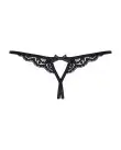 Кружевные танга с двумя отверстиями Obsessive 831-THC-1 crotchless thong L/XL, черные, бантики photo 4