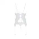 Корсет с пажами, трусики с ажурным декором и открытым шагом Ursula Corset white S/M — Passion photo 4