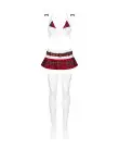 Эротический костюм школьницы с мини-юбкой Obsessive Schooly 5pcs costume L/XL бело-красный photo 3