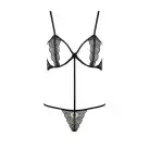 Комплект белья QUENTRIS BIKINI black L/XL - Passion Exclusive, стринги и полуоткрытый лиф photo 3