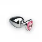 Анальная пробка, Silver Heart Pink Topaz, L photo 1